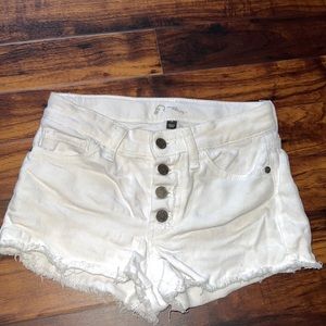 Girls white jean button fly shorts size M